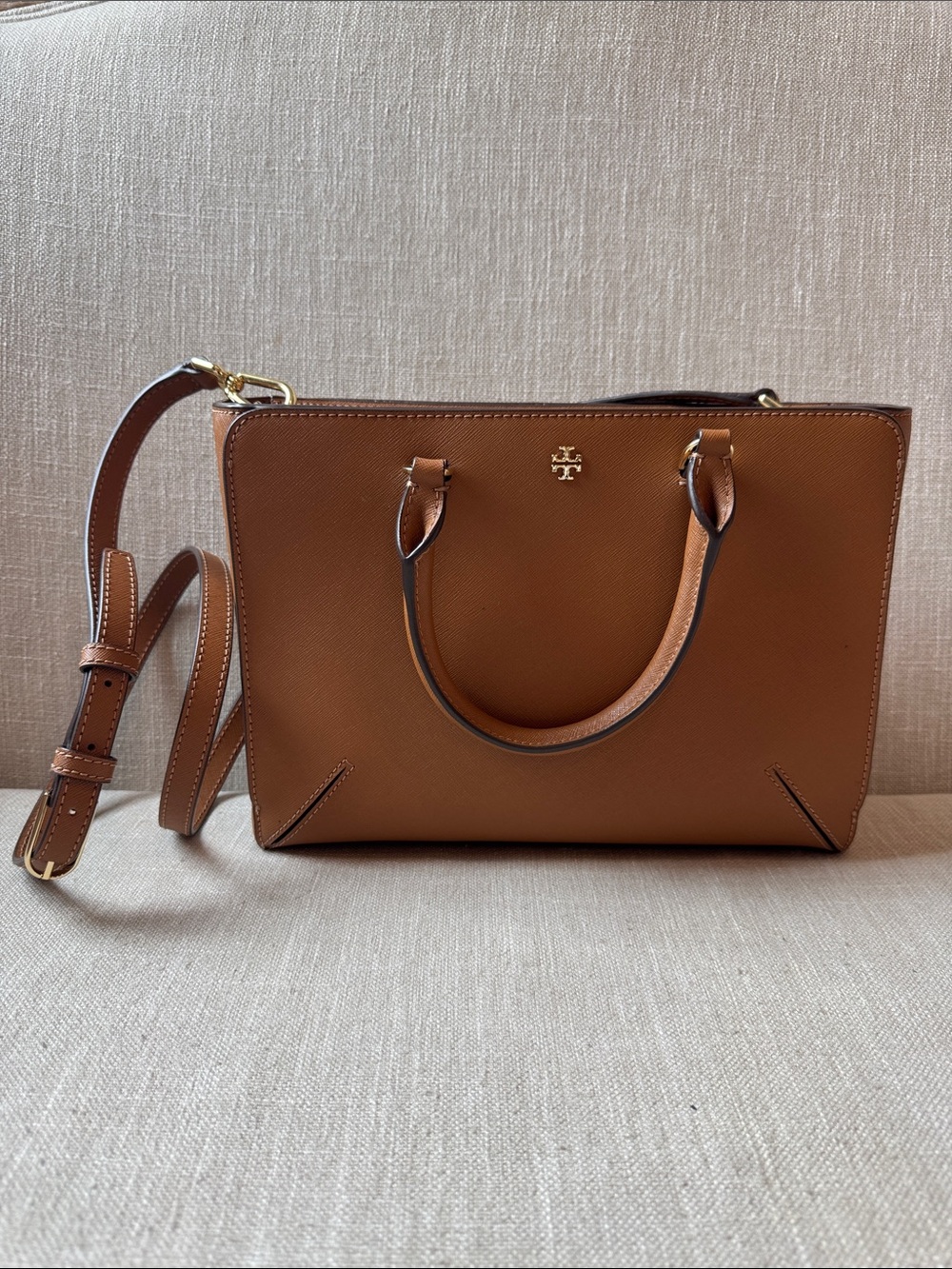 Tory Burch Robinson Saddle Brown Leather Satchel
